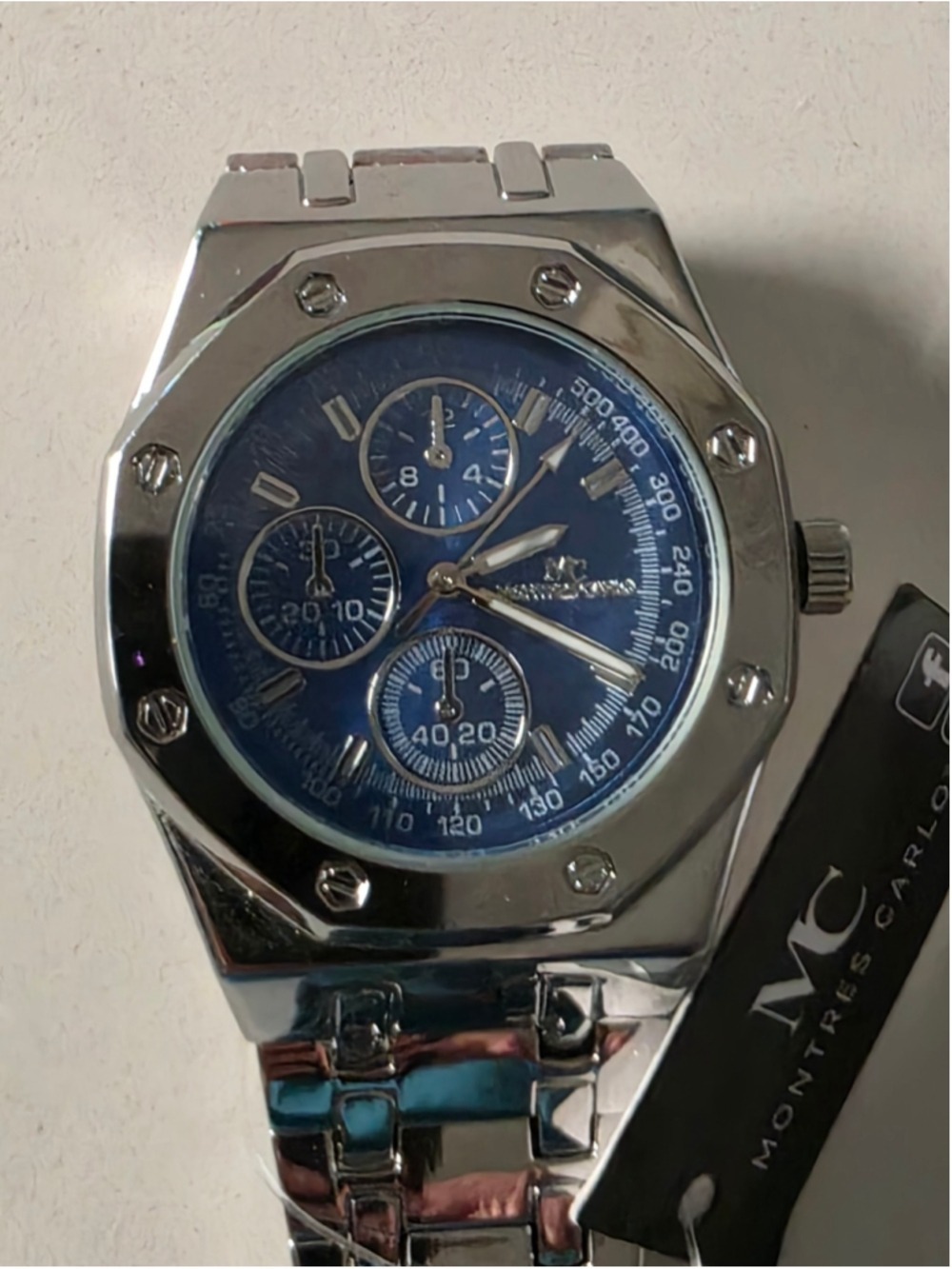 Men's Montres Carlo Chronograph Watch One Size Blue and Silver